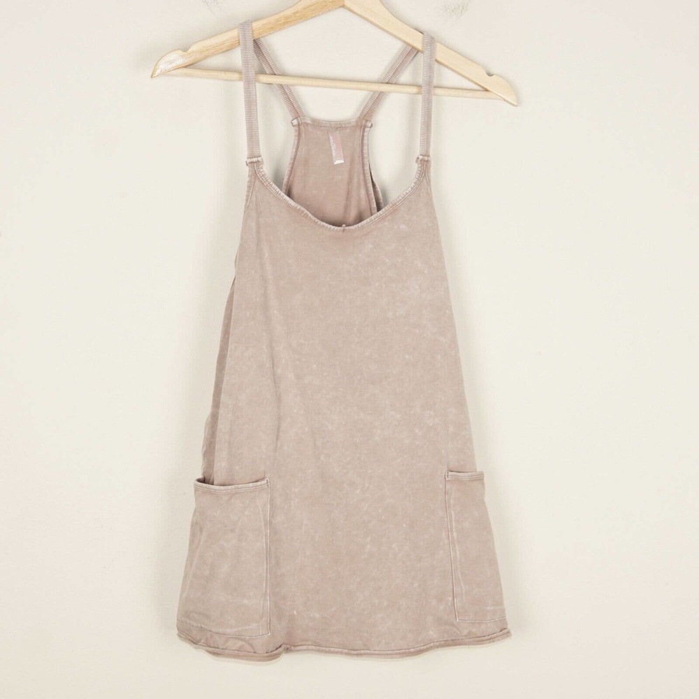 Free People Movement Mocha Latte Hot Shot Mini Tank Dress Shorts Womens XS